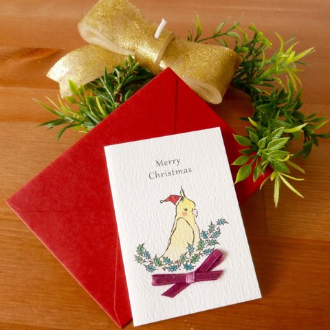 CHRISTMAS MINI CARD - オカメインコ 2PC SET-