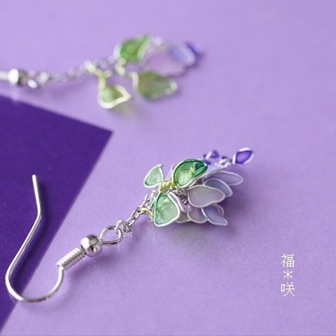 《特集掲載》 藤の花 ピアス 藤 ≪敏感肌に安心≫*:.。.:*゜ワイヤーアクセサリー マニキュアフラワー