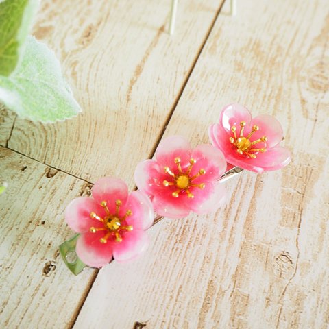 梅の花バレッタ・ピンク系