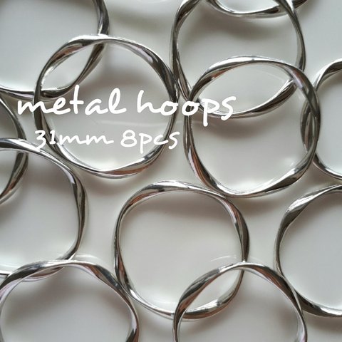 import metal hoops twist 31mm 8pieces【Ch-909】