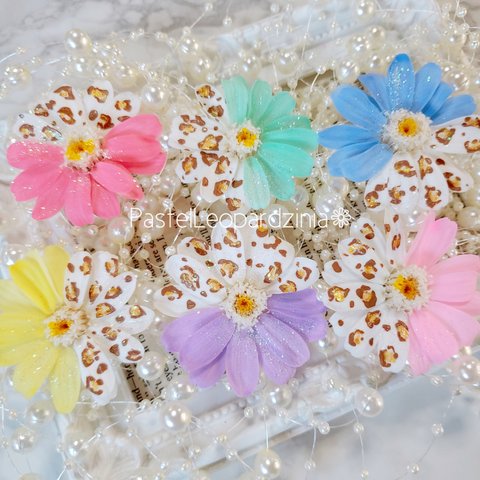 選べる❣　パステルレオパードジニア❁　1輪販売　花材 ハーバリウム プリザーブドフラワー 　ジニア　加工花材　