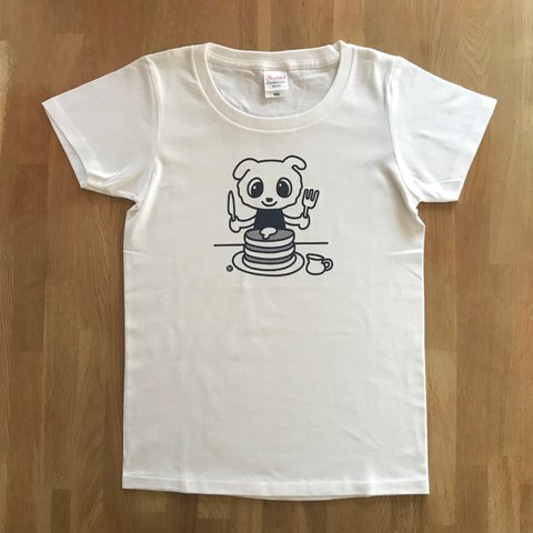 ねんねんとホットケーキ　S  レディース　Tシャツ　オリジナルイラスト　ホワイト