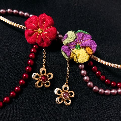 和風のお花🌸ちりめんイヤリング・ピアス