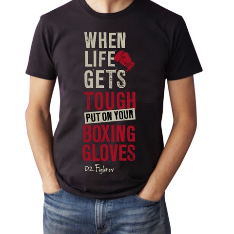 02☆FIGHETER （オツ☆ファイター）WHEN LIFE GETS TOUGH PUT ON YOUR BOXING GLOVES 半袖Tシャツ