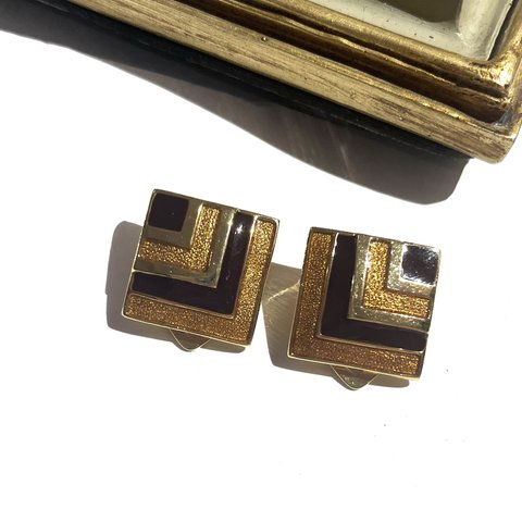 1122 90s VINTAGE EARRING ひし形マルチカラーヴィンテージ　イヤリング　アンティーク  クラシカル　花　フラワー　大ぶり　クリップ　ナチュラル　カジュアルビーズ　ビジュー葉っぱ