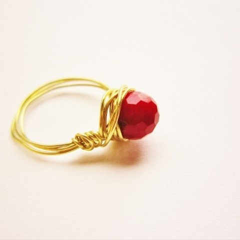 紅サンゴ　Wire　Ring