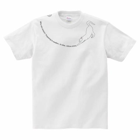 猫Ｔシャツ＜ネックレスシリーズ＞「猫が伸びをする理由」（ちょっと見たことない伸びする白猫さんとグレ猫さん）