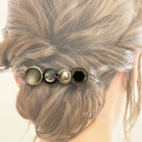 ボタンヘアクリップsilver