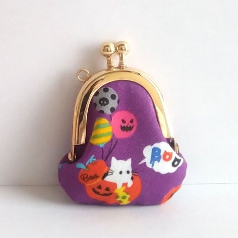 小さいがま口：豆姫：ちっちゃいがま口：littlie purse 355：かわいいがまぐち：小さな財布：ハロウィン,Halloween,お化け,かぼちゃ