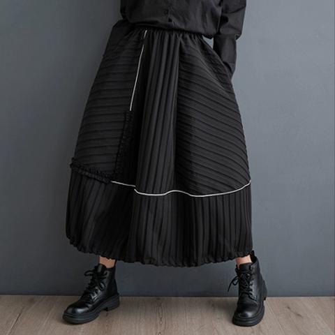 秋冬の新しい ファッション ストライプ ゆったり した ハーフスカート