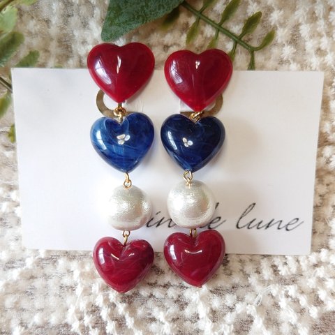 (イヤリング)❤HEART bonbons💙 tricolor berry K780-02E