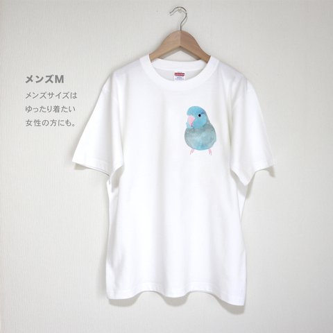 p-jet　マメルリハ ブルー ミニ ワンポイント  Tシャツ  /  鳥 インコ