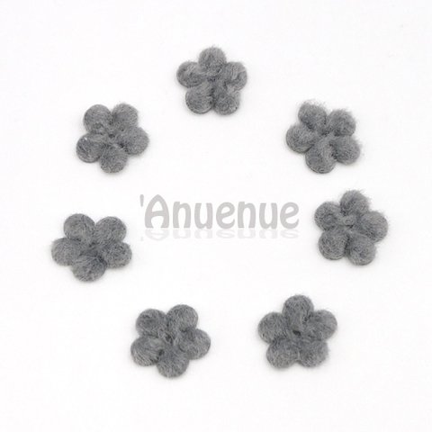 お花のウールパーツ15mm 【Gray / グレー】10個