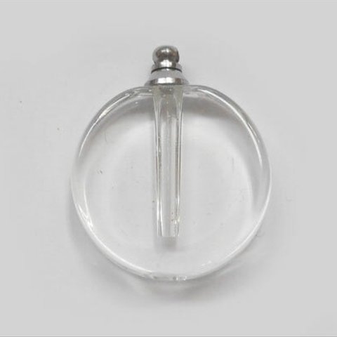 NEW 新 丸型 クリア 香水 アロマ ペンダント ネックレス ガラス容器 香水瓶 ko-mar2-cr