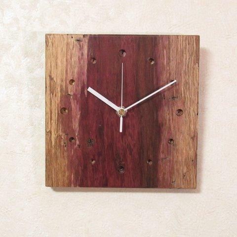 天然木《パープルハート》木製時計1（掛け時計）