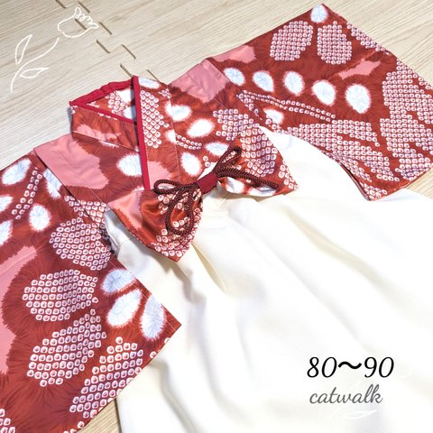 紋朱花☓濃赤 80~90
ハンドメイドベビー袴