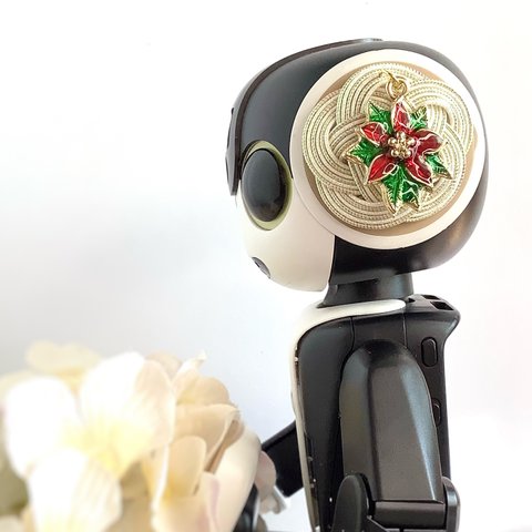 ロボホン　耳飾り　水引製【ポインセチア】クリスマス　キラキラ　大人可愛い