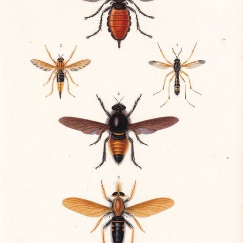 フランスアンティーク 博物画『昆虫19』 多色刷り石版画