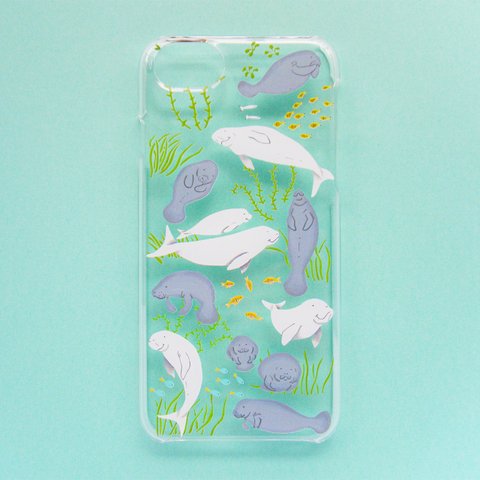 マナティとジュゴン合え、海草を添えて iPhoneケース