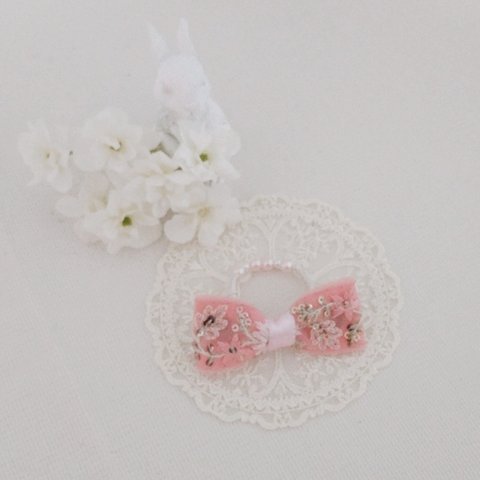 うさぎ花かんむり♡刺繍リボンF③