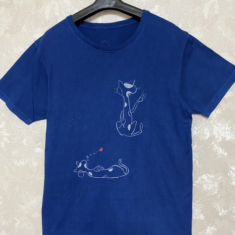 藍染めTシャツ(ネコ3)   10
