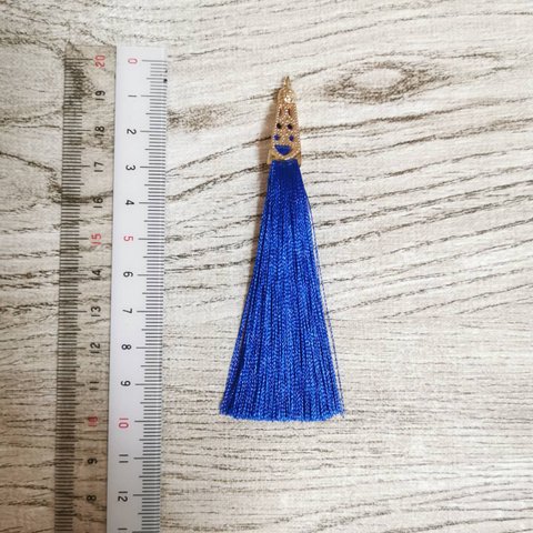 全19色【2個セット】タッセル（ゴールドキャップ付き・9cm）[コバルトブルー]