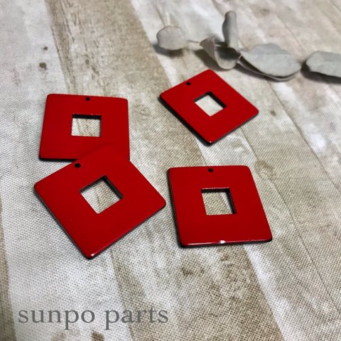 retro square charm【2ヶ】red