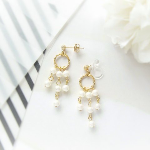 *3004*Pearl chandelier earring／pierce