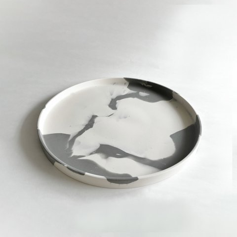 【ミラーへの変更可！】interior round tray or mirror(white×gray B)