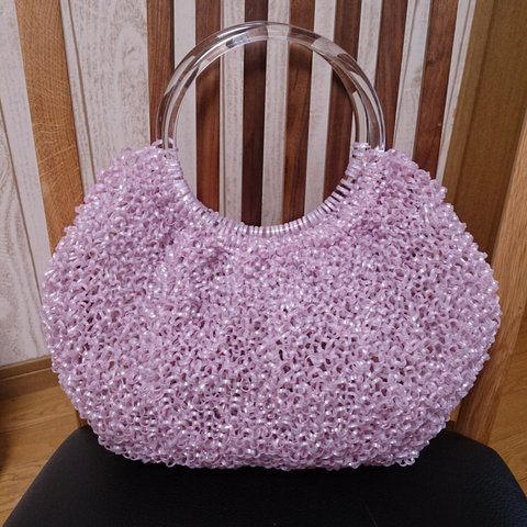 紫陽花ピンクカラーの丸いジュエリーバッグ