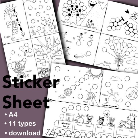 [セット販売]Sticker/Line/Coloring sheet