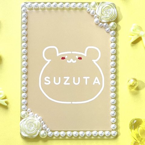 【大人気シリーズ】薔薇×パール　硬質カードケース　黄色　ブロマイド　トレカ　ポストカード