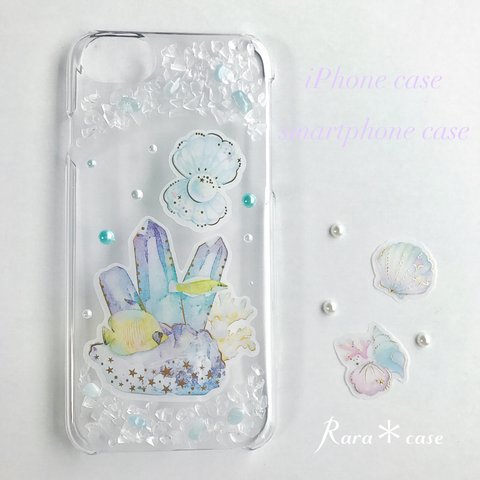 海の中の青いサンゴ礁♡天然石のiPhoneケース♡iPhone7