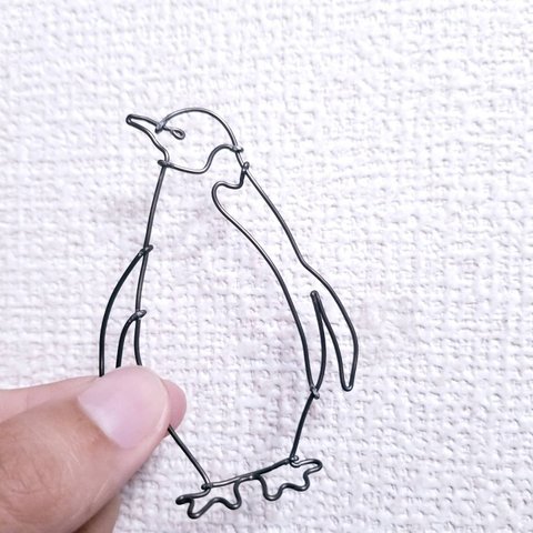 ワイヤーアート　ペンギン　インテリア　ワイヤークラフト　壁　飾り　ウォールアート