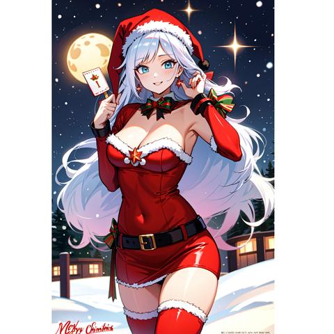 クリスマスカード　CHRISTMAS CARD　女性サンタクロース