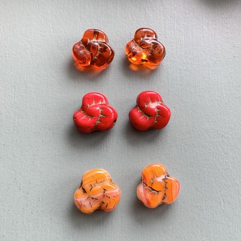 【3色ペア6コセット】JIRI＊IVANA#czech beads#チェコビーズ　pansy 11✖️9㍉　mixassort