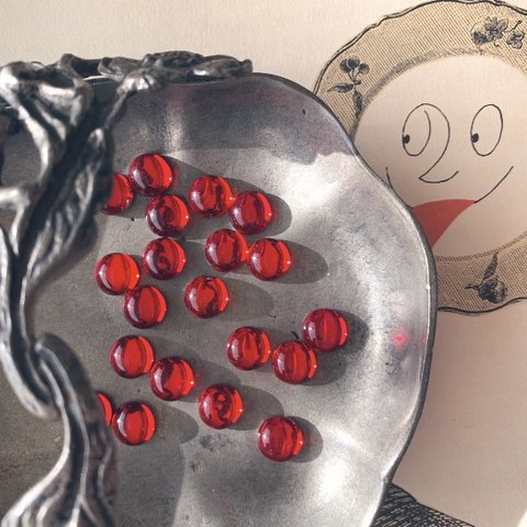 【5コセット】JIRI＊IVANA#czech beads#czech glass#チェコ　cabochon 10㍉　red