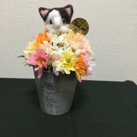 動物とお花のアレンジメント