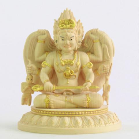 仏教美術 黄楊木 精密細工 三面大黒天像 大師彫刻 貴重品

