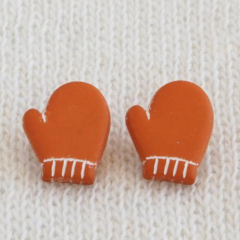 (3個) 15mm 手袋のボタン　フランス製　テラコッタ ＊ オレンジ ミトン