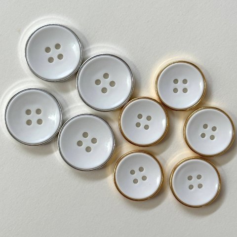 ボタン レトロ 円形 丸型 ホワイト 四つ穴 22mm 19mm 9個セット ei-301