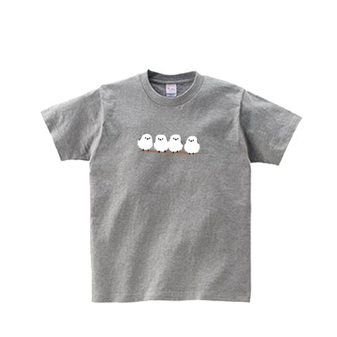 動物Tシャツ-シマエナガ（杢グレー）