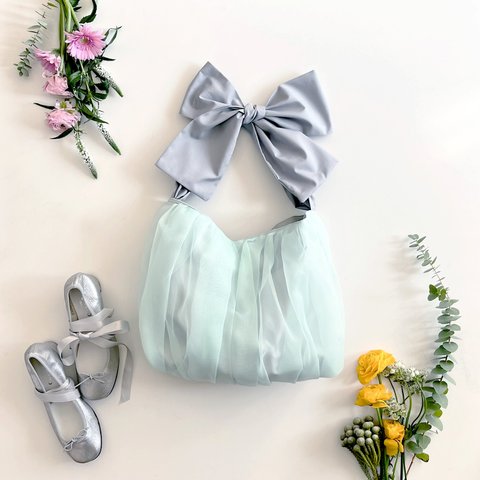 【受注生産】3way  ribbon tote bag （mint）