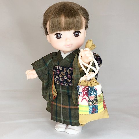 ソランちゃんの和風バッグ（8）。和服地で作りました。裏地付き。