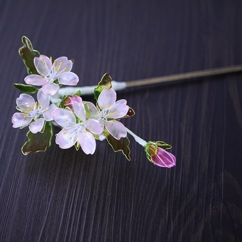 桜 .｡*ﾟ+.*.｡　かんざし  髪飾り 着物 和装 Cherry Blossom ディップアート 入園式 入学式