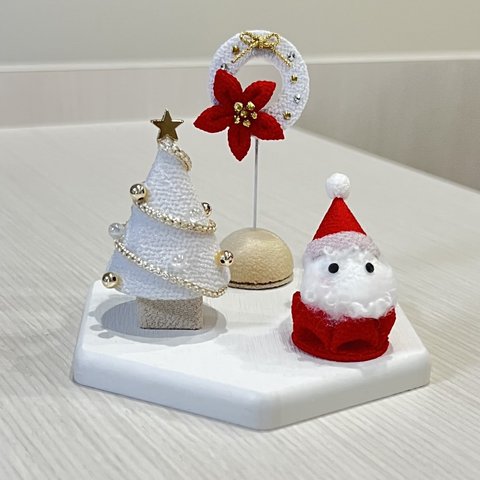 新作【つまみ細工】クリスマス　サンタクロース　ツリー　リース　ポインセチア　