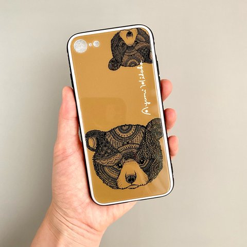 クマの秋色スマホケース【強化ガラス】iPhone 14対応