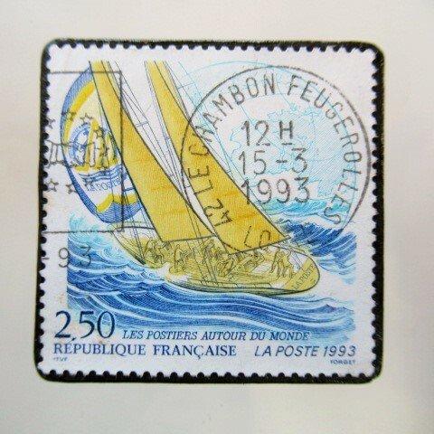 フランス　切手ブローチ5459