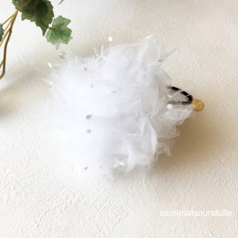 tulle  bonbonのヘアゴム(ホワイトドット)