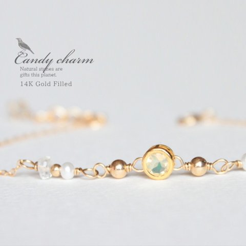 Candy charm Bracelet 14KGF Opal